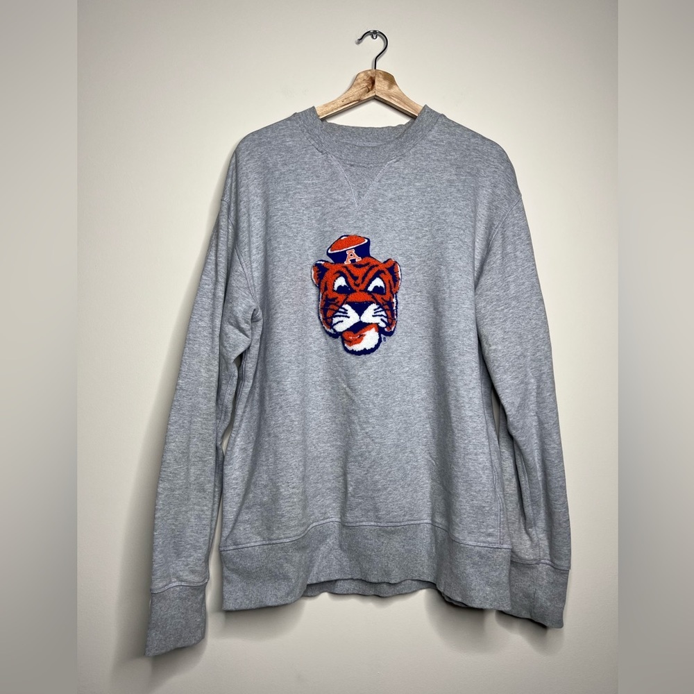 Gray Crewneck Sweatshirt with Mascot Patch